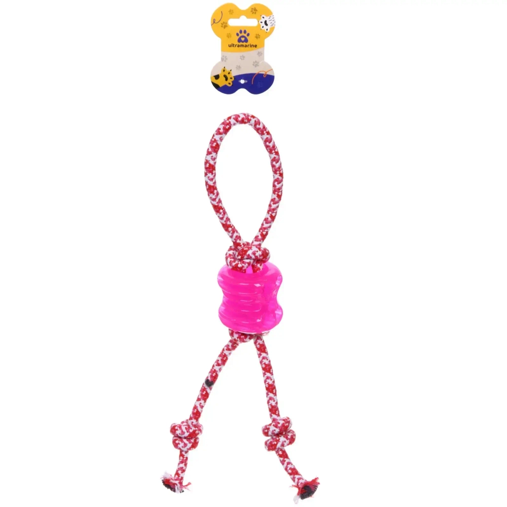 Игрушка - канат для собак средних и крупных пород «НЕСКУЧАЙКА», цвет красный, 41см / 150гр (лейбл)