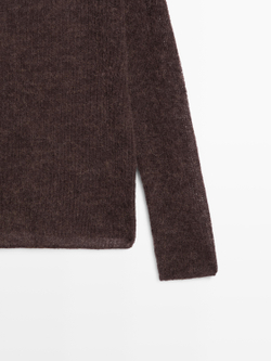 Massimo Dutti Трикотажный свитер из альпаки и шерсти, коричневый