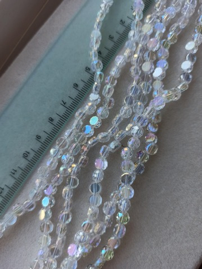 сгт303 Стекло граненое таблетка 6мм, прозрачный AB, нить 50см