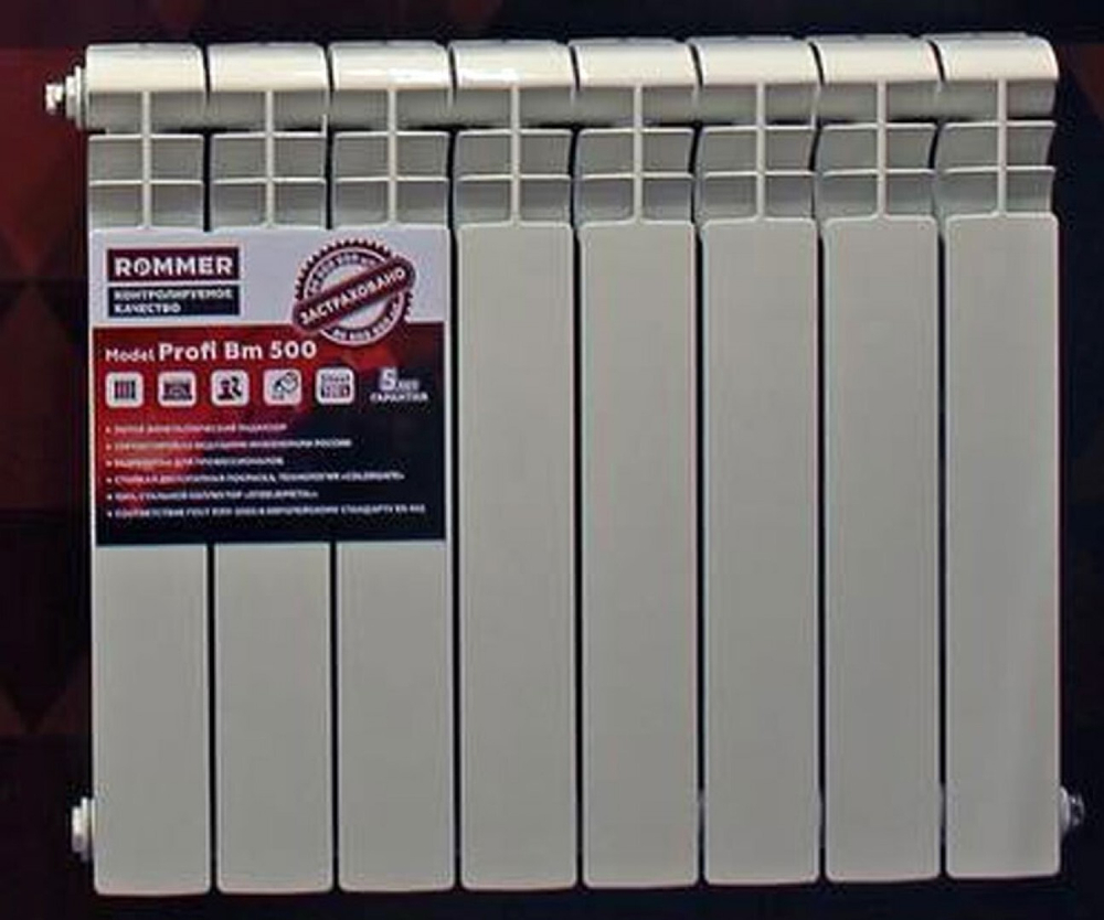 ROMMER BI500  8 секции радиатор биметалический (RAL9016)