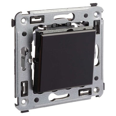 Выключатель одноклавишный в стену, "Avanti", "Черный квадрат"