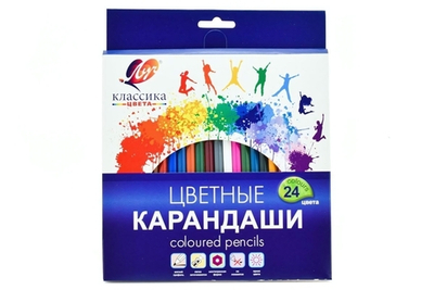 Карандаши 24цв. шестигран. дерев. "Классика" (Луч)