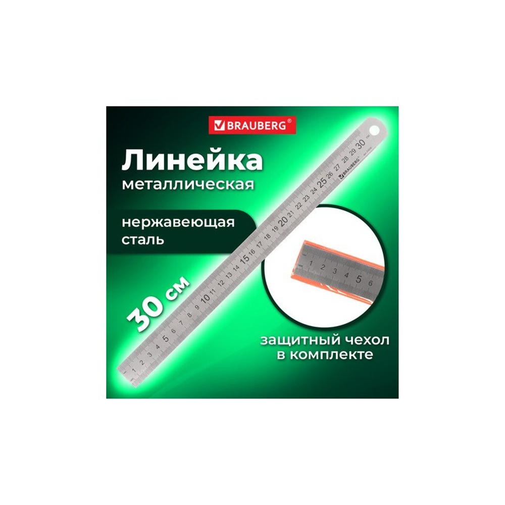 Линейка металлическая 30 см в чехле
