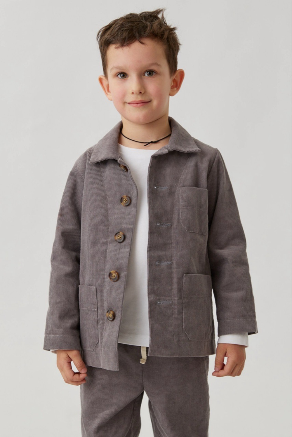 Детский жакет из серого вельвета