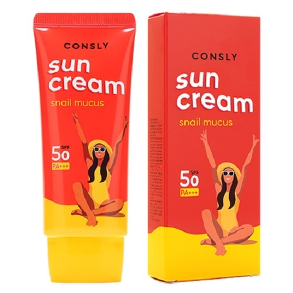 Солнцезащитный крем с Муцином Улитки SPF 50+ PA+++ для комбинированной и жирной кожи Consly Daily Protection Snail Sun Cream 50мл