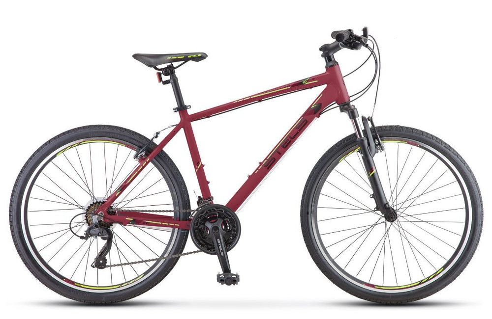 Велосипед 26" STELS Navigator-590 V, рама 16, бордовый/салатовый