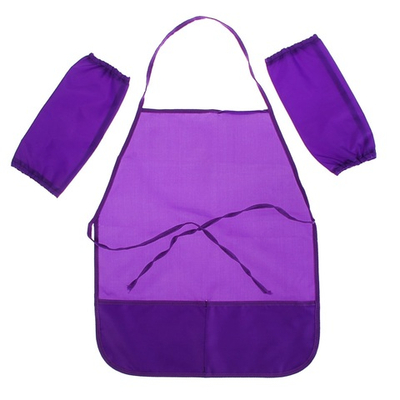 Фартук с рукавами Calligrata Стандарт, 49х39 см, с двумя карманами, фиолетовый, полиэстер, 1 шт