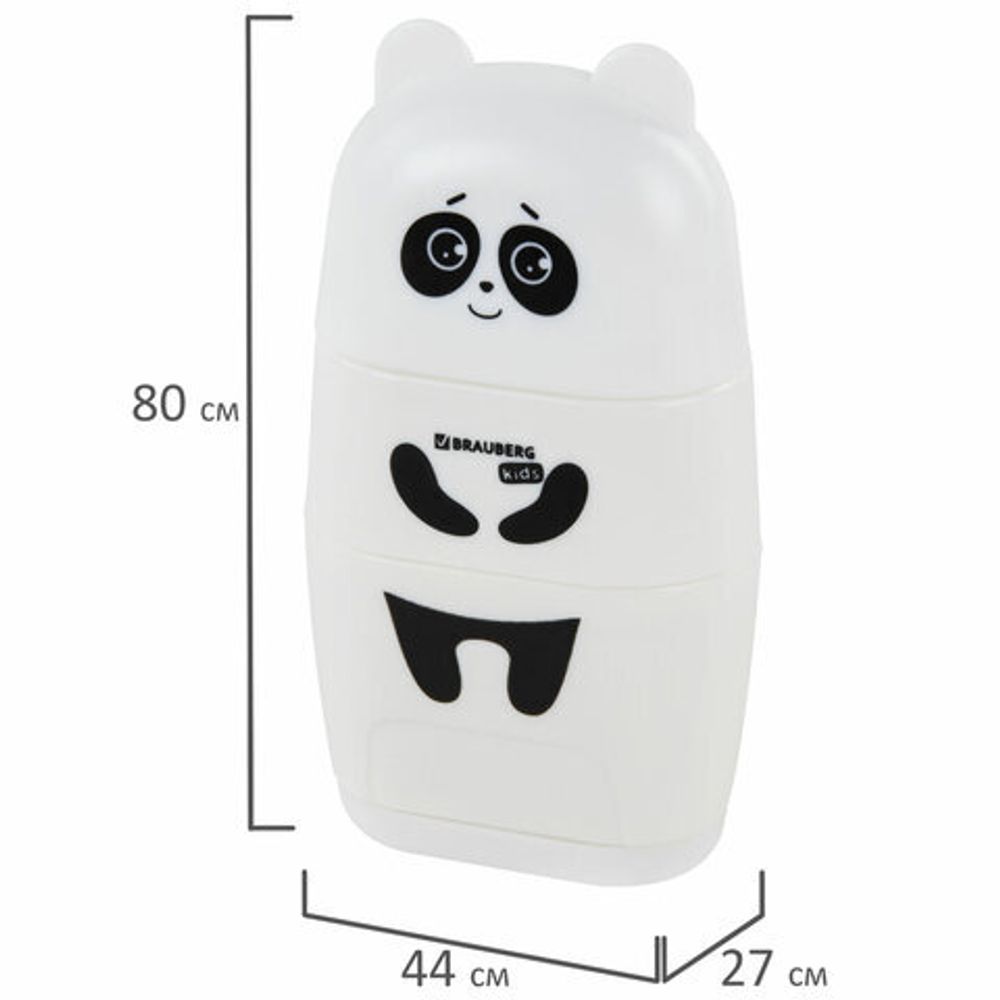 Точилка с ластиком 2 в 1 BRAUBERG KIDS "Панда", 2 отверстия, блистер, 271988