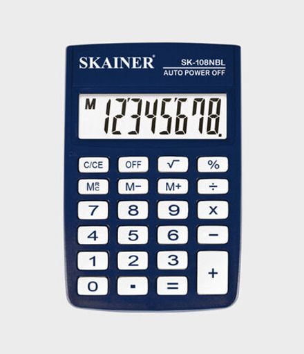 Калькулятор   8 разр. Skainer  карманный,  питание от батарейки, синий SK-108NBL