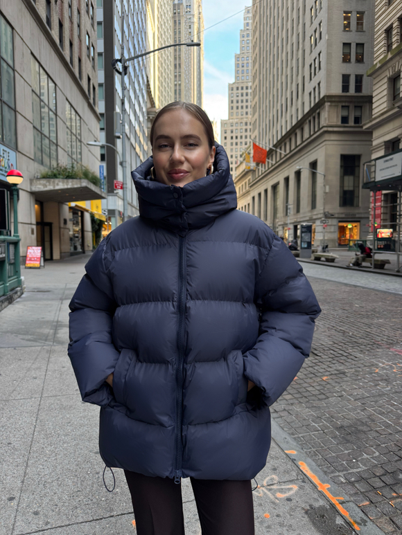 Пуховик Рокет миди синий