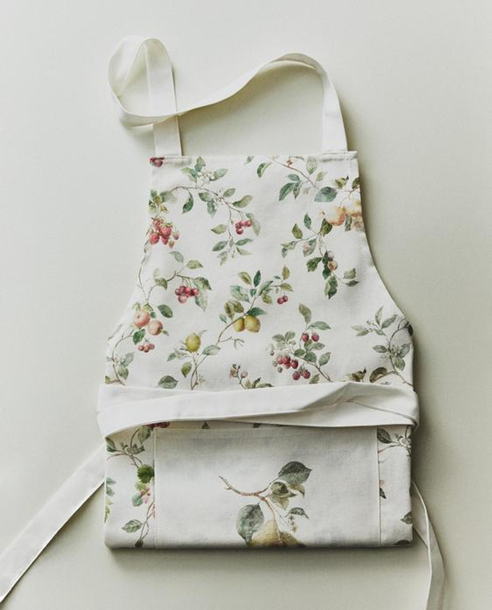 ZARA HOME ФАРТУК ИЗ ХЛОПКА С ЦВЕТОЧНЫМ УЗОРОМ, ЗЕЛЕНЫЙ
