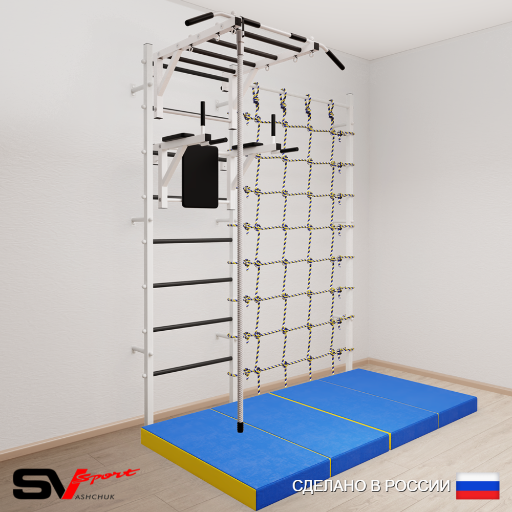 Шведская стенка Sv Sport усиленная 64040 (Турник рукоход/Брусья/Канат/Мат 2м/Канатный лаз)