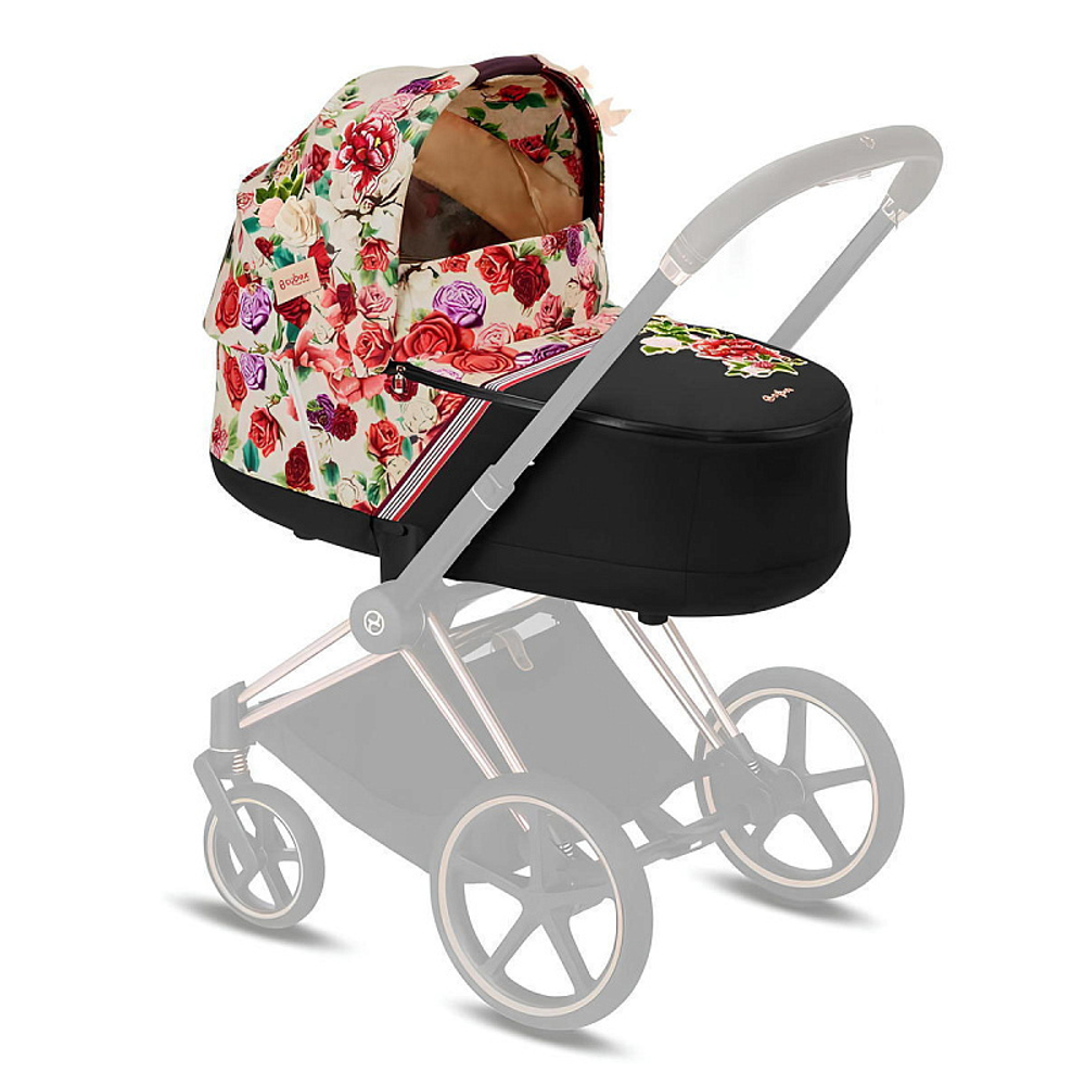Коляска для новорожденных Cybex Priam IV Chrome Brown Spring Blossom Light