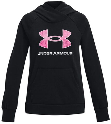 Кофта для девочки теннисная  Under Armour Girls' UA Rival Fleece Big Logo Hoodie - черный