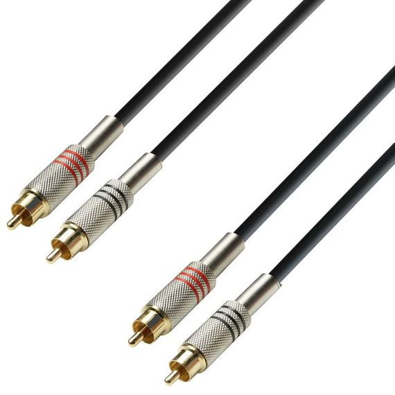 Adam Hall K3TCC0600 - кабель аудио 2 x RCA (M) - 2 x RCA (M), 1 x 0.22 мм2, 6.0 м, черный