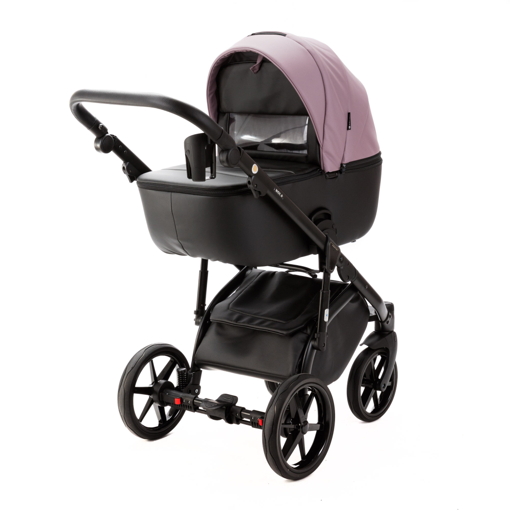 Детская универсальная коляска Adamex NOLA Deluxe 2 в 1 N-SD106 (Сиреневая экокожа, Черная экокожа)