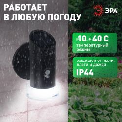 Светильник уличный ЭРА ERAFS012-04 на солнечной батарее настенный Элегант с датчиком движения RGB 10 LED