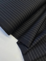 Шерсть костюмно-плательная Armani черная в тонкую белую полоску