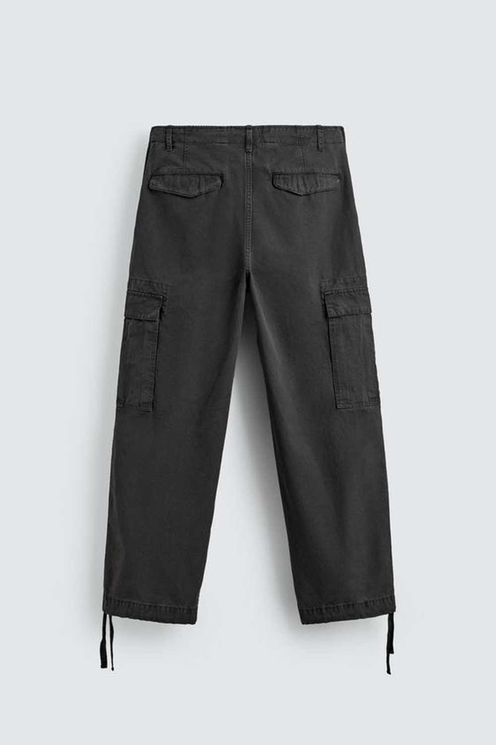 ZARA БРЮКИ КАРГО RELAXED FIT С ЭФФЕКТОМ ПОТЕРТОСТИ, НЕФТЯНОЙ