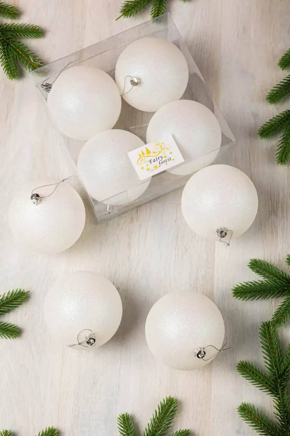 Набор новогодних шаров (4 шт) - глиттер