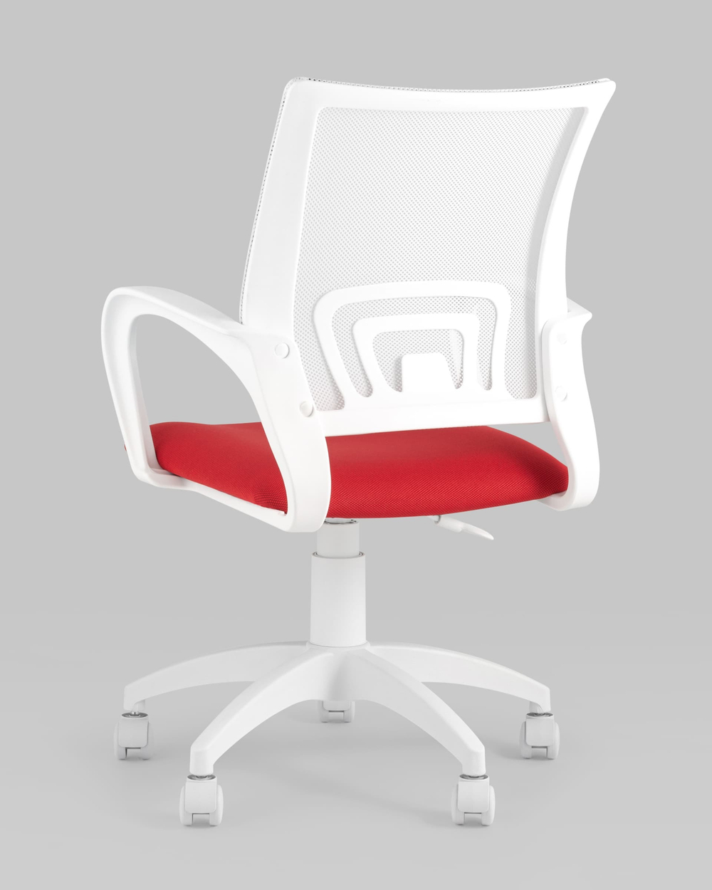 Кресло офисное Topchairs ST-BASIC-W спинка белая сетка сиденье красная ткань крестовина белый пластик