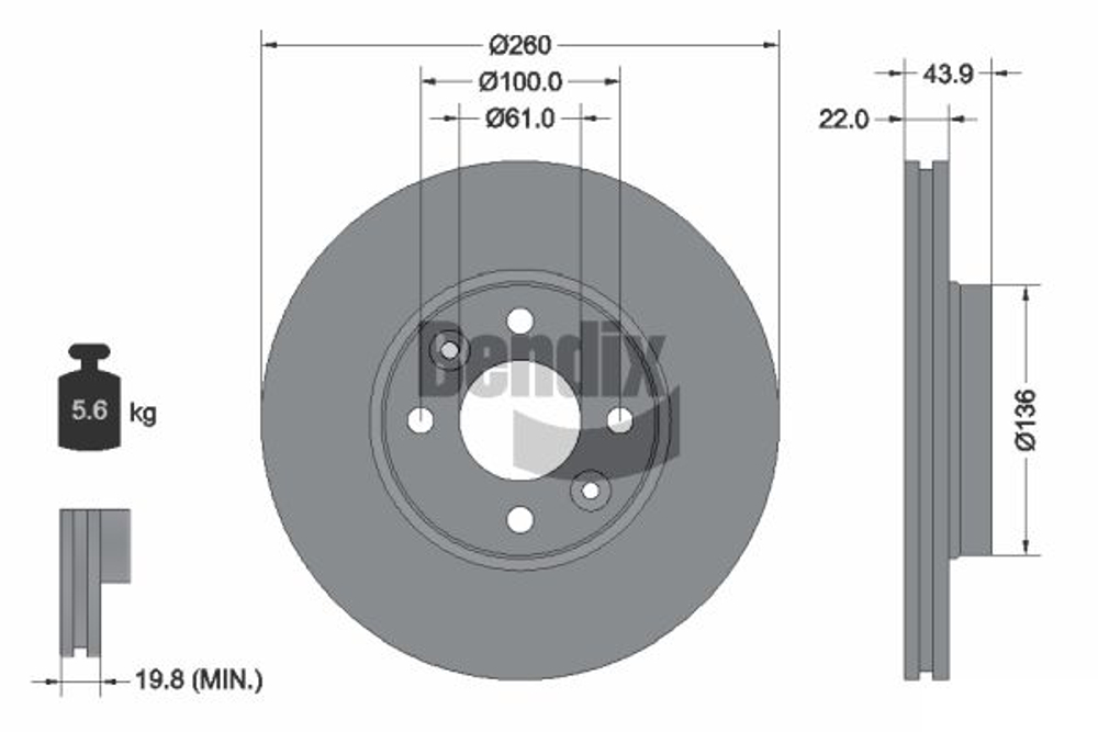 BENDIX Braking - BDS1003-BEN - Brake Disc