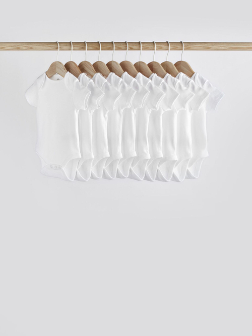 Боди с коротким рукавом для малышей Next 263-726, 10 шт., Белый