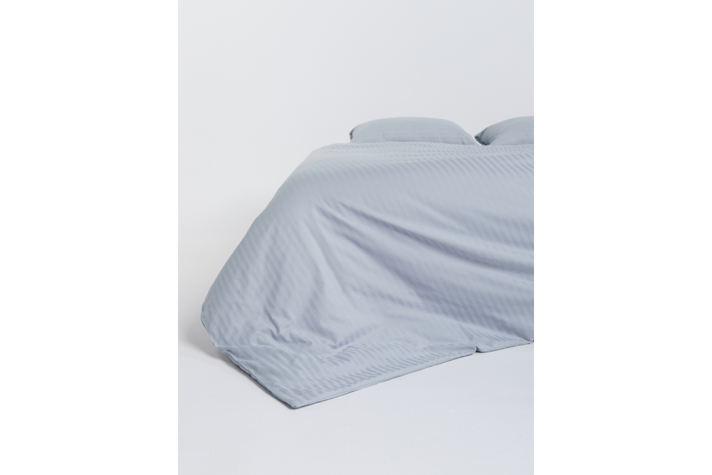Постельное белье GoodNight Pure Страйп-сатин евро (пододеяльник и 2 наволочки), серо-голубой