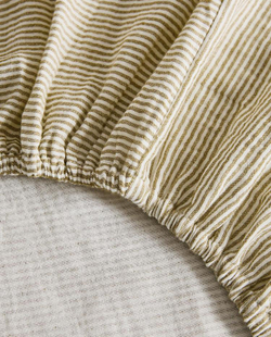 ZARA HOME ДЕТСКАЯ ПРОСТЫНЯ НА РЕЗИНКЕ В ПОЛОСКУ, ЗЕЛЕНЫЙ