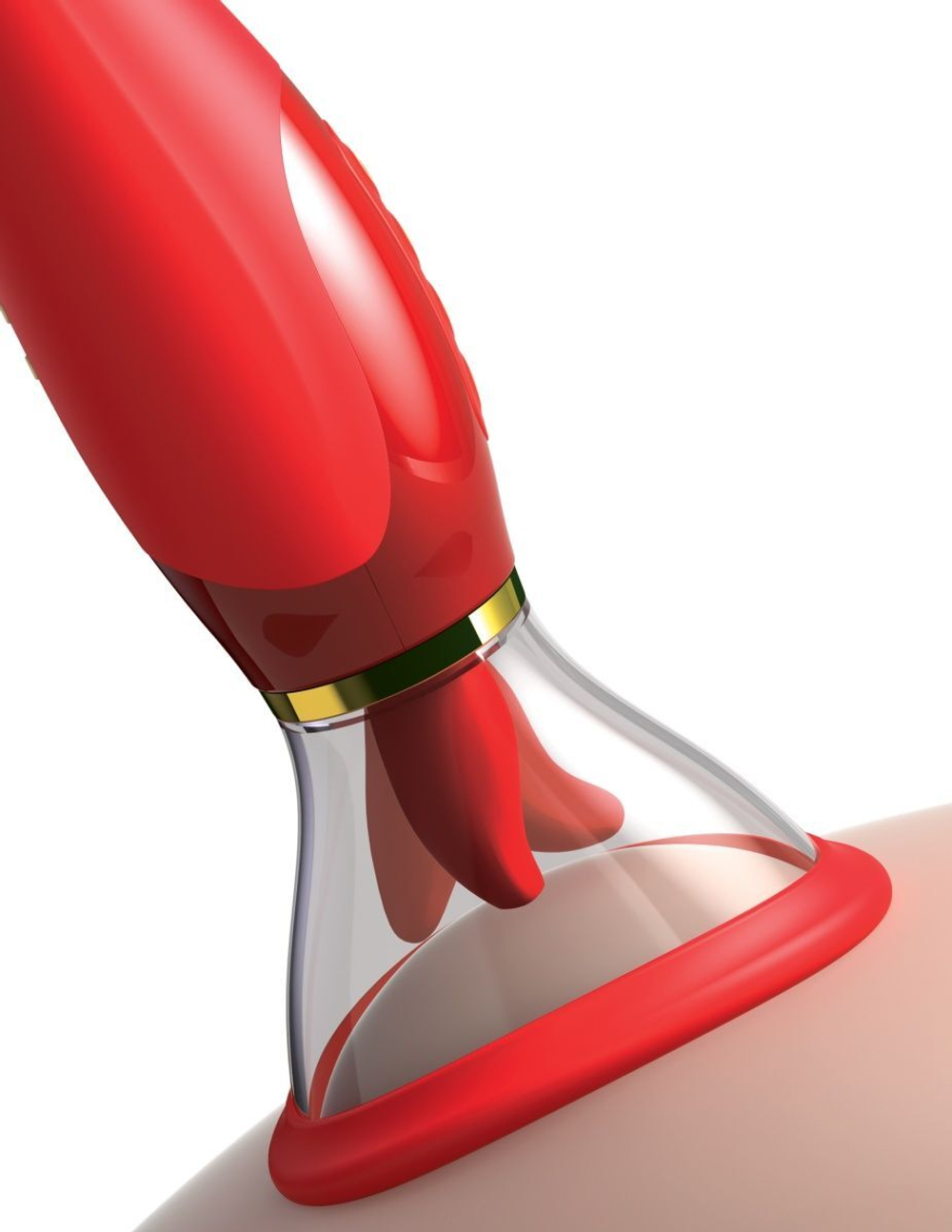 Красный двухсторонний вибростимулятор Ultimate Pleasure 24K Gold Luxury Edition - 25 см. (Цвет: красный)