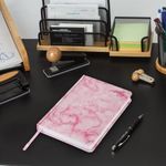 Ежедневник датированный 2022 А5 138x213 мм BRAUBERG "Marble", под кожу, розовый мрамор, 112743