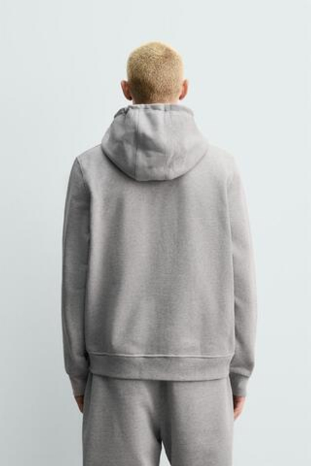 ZARA ТОЛСТОВКА НА МОЛНИИ С КАПЮШОНОМ HEAVYWEIGHT ORIGINS,СЕРЫЙ МЕЛАНЖ