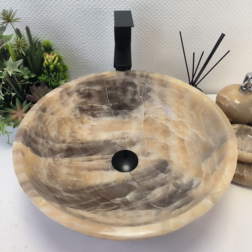 Раковина из оникса Bowl Grey TinLip BO-62942 45*45*15 43