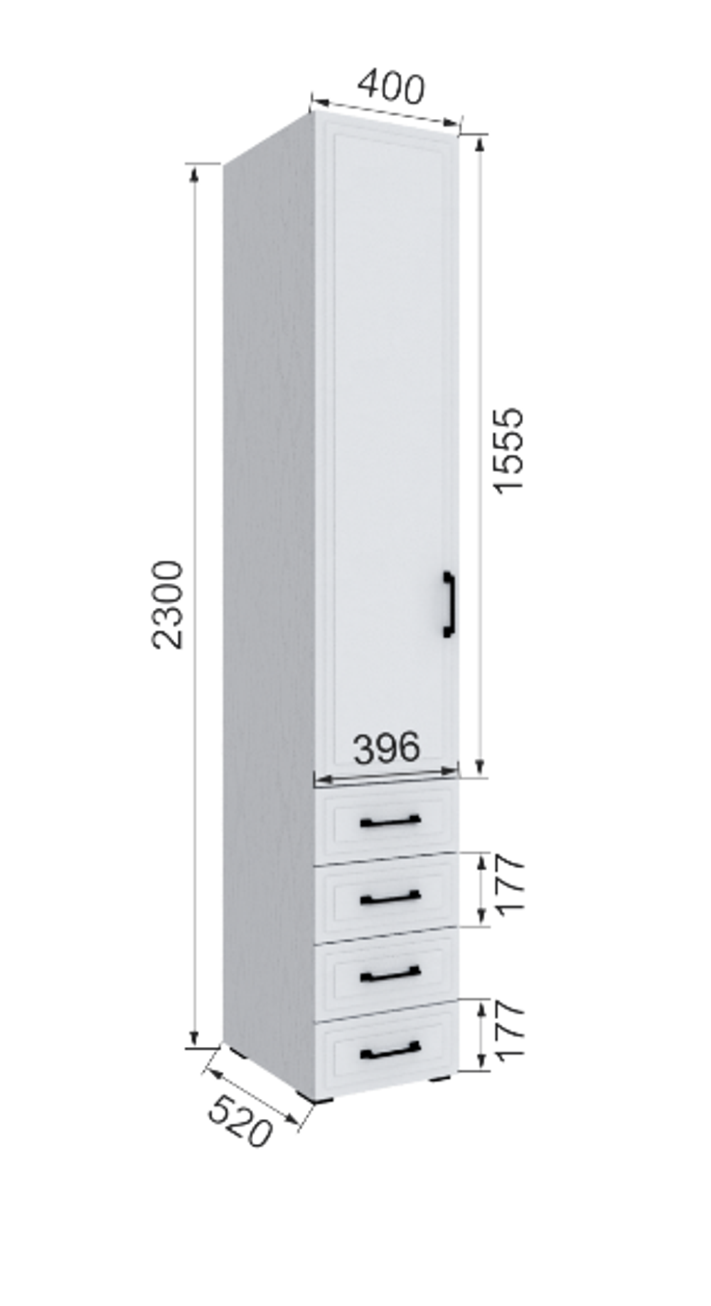 Шкаф с 4 ящиками Бруклин 40Ш
