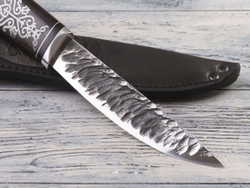 Якутский нож "Амга", сталь Х12МФ, рукоять черный мореный граб