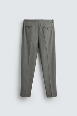 ZARA КОСТЮМНЫЕ БРЮКИ В КЛЕТКУ ИЗ СМЕСОВОЙ ШЕРСТИ, ЧЕРНЫЙ/БЕЛЫЙ