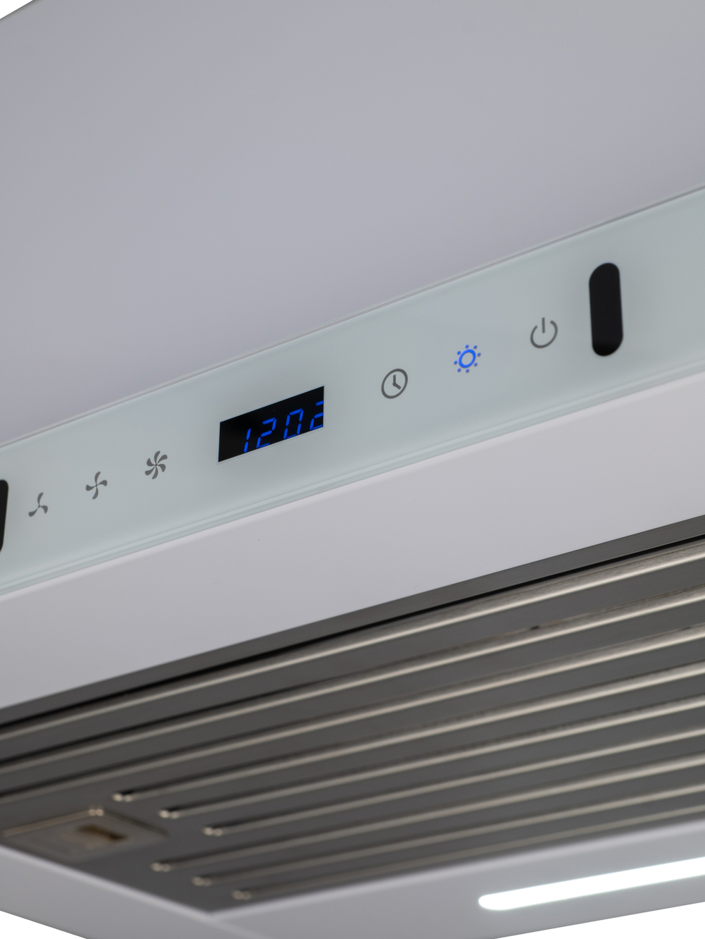 Вытяжка кухонная MACBI Perfa-60G-baf (WHITE) белый, D150мм, 1200м3/ч, полновстраиваемая, мотор 230Ватт, стекло 60см, сенсорное управление + управление жестами