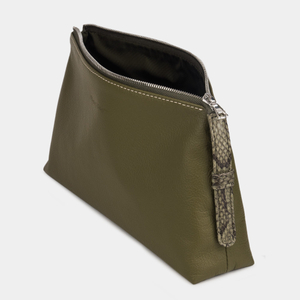 Косметичка Comete из кожи теленка, зеленого цвета