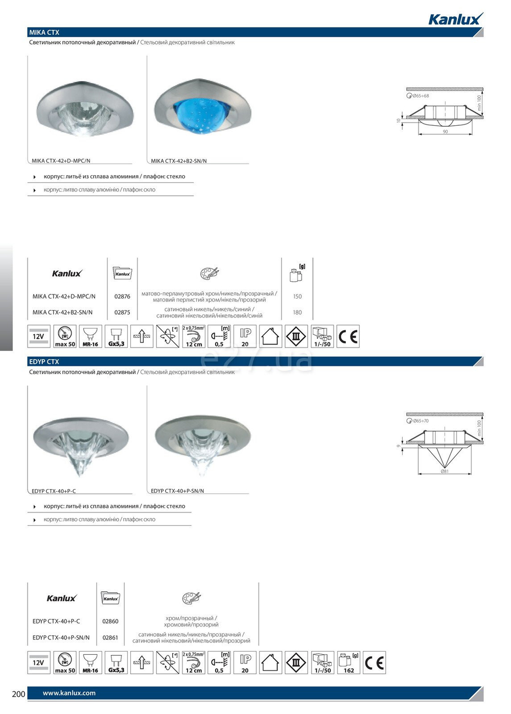 Cветильник декоративный встраиваемый KANLUX EDYP CTX-40+P-C