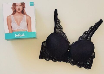 Бюстгальтер-бралетт с цветочным кружевом (Размер: 4B) (Цвет: черный)