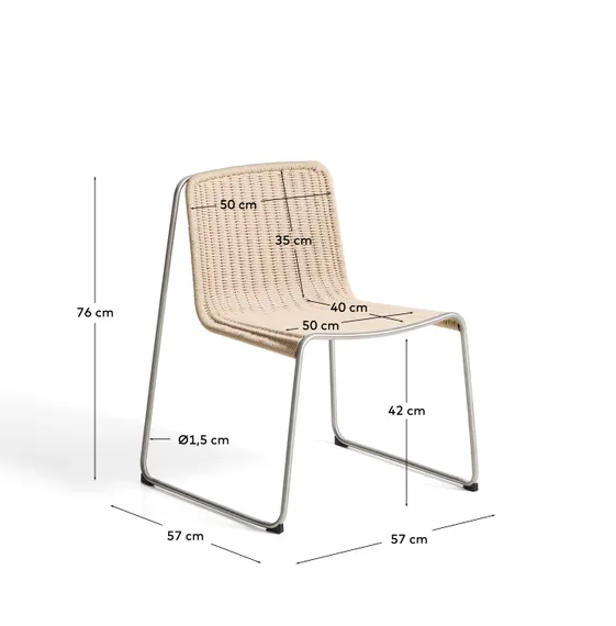 Уличный стул Tavari из бежевой веревки и стали