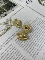 Подвеска "Сердце с шипами" золотистое мятое