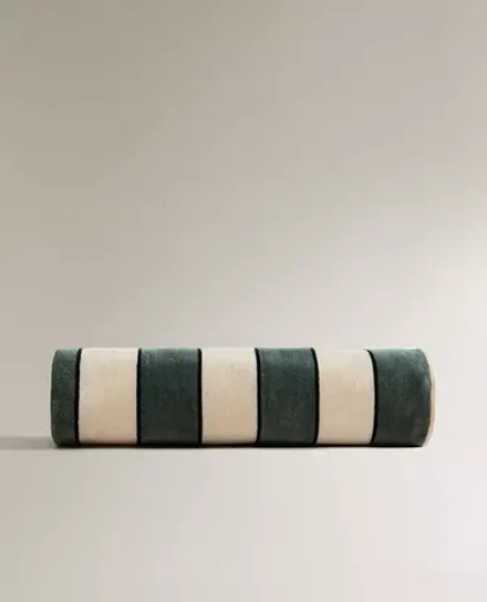 ZARA HOME ВЕЛЮРОВОЕ ПЛЯЖНОЕ ПОЛОТЕНЦЕ, ЗЕЛЕНЫЙ