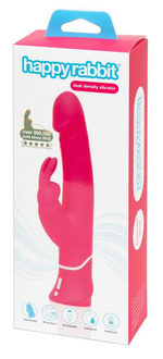 Розовый вибратор-кролик Realistic Dual Density Rechargeable Rabbit Vibrator - 25,5 см.