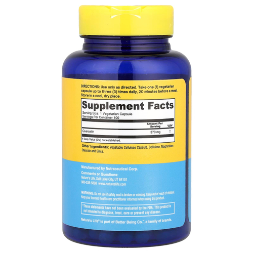 Nature's Life, Укрепляющий кверцетин, 370 мг, 100 капсул