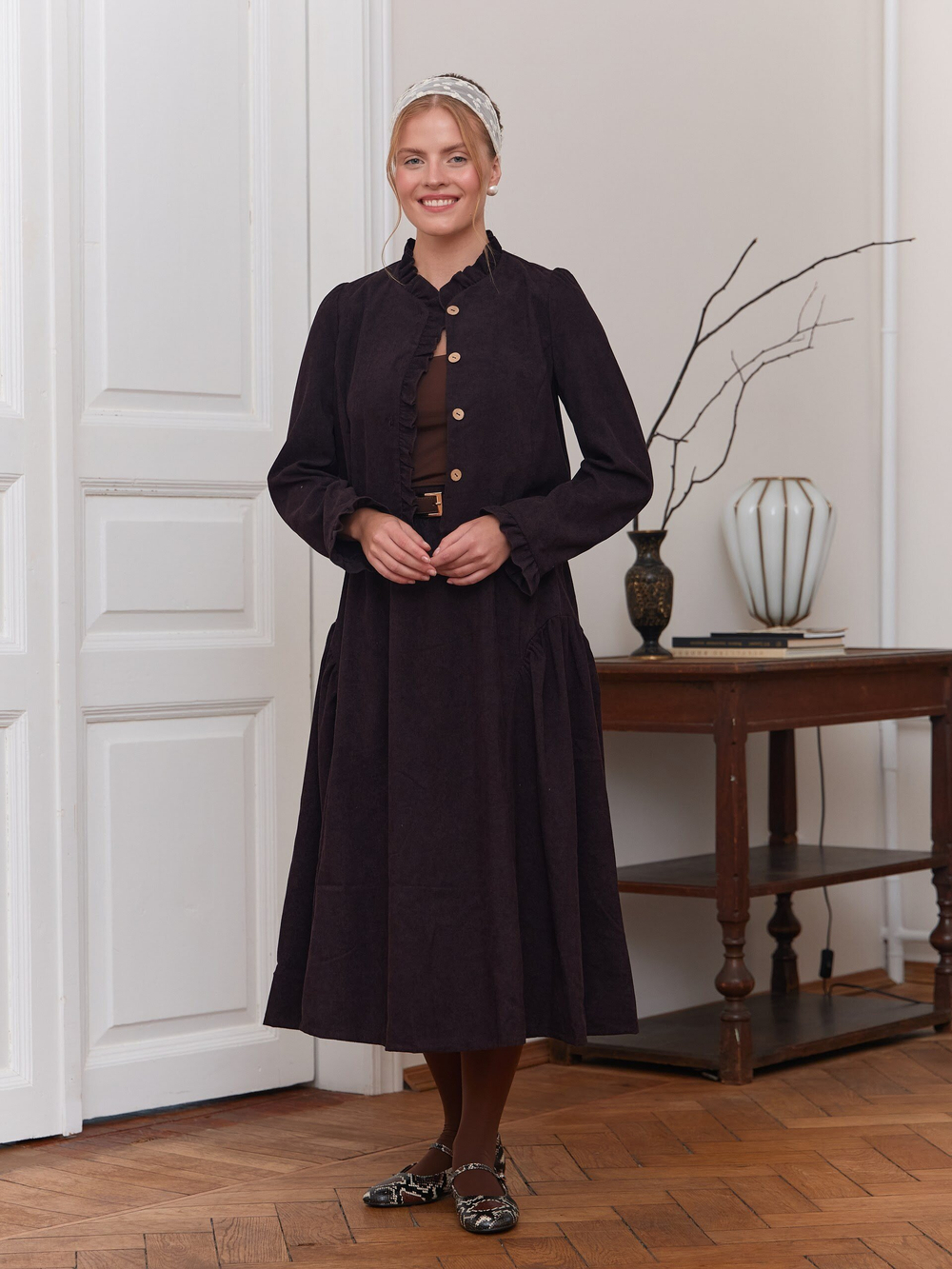 Юбка бохо вельветовая миди