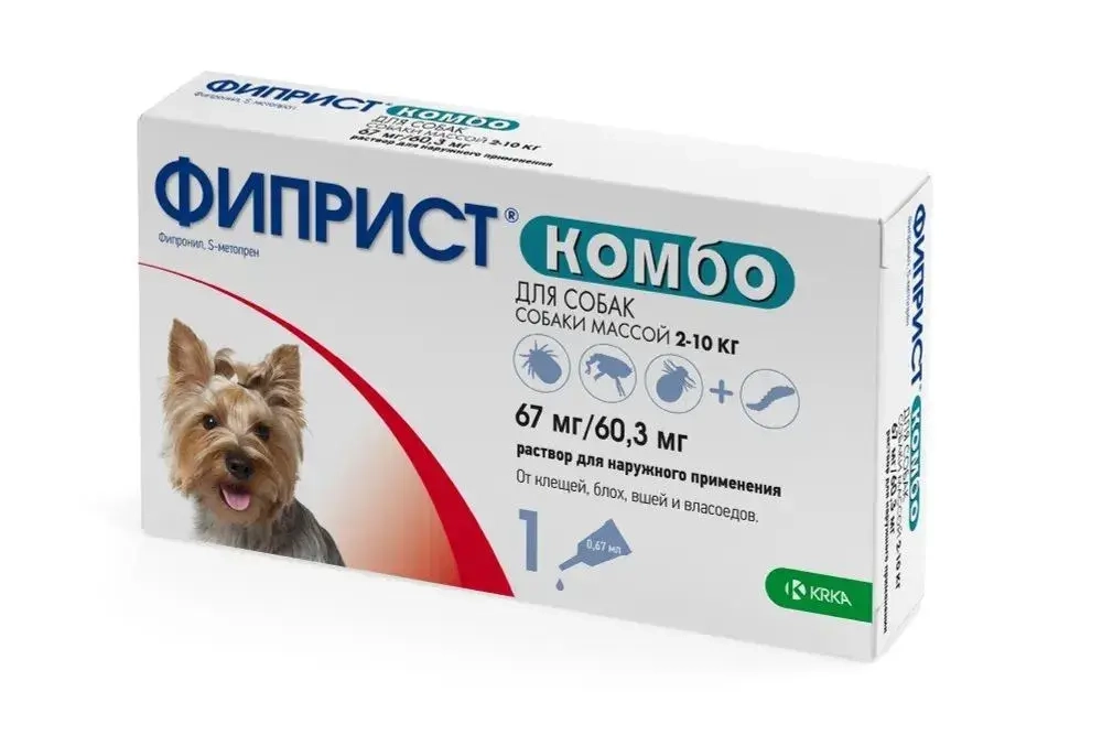 ФИПРИСТ КОМБО Капли от блох, вшей, клещей и власоедов для собак массой 2-10 кг