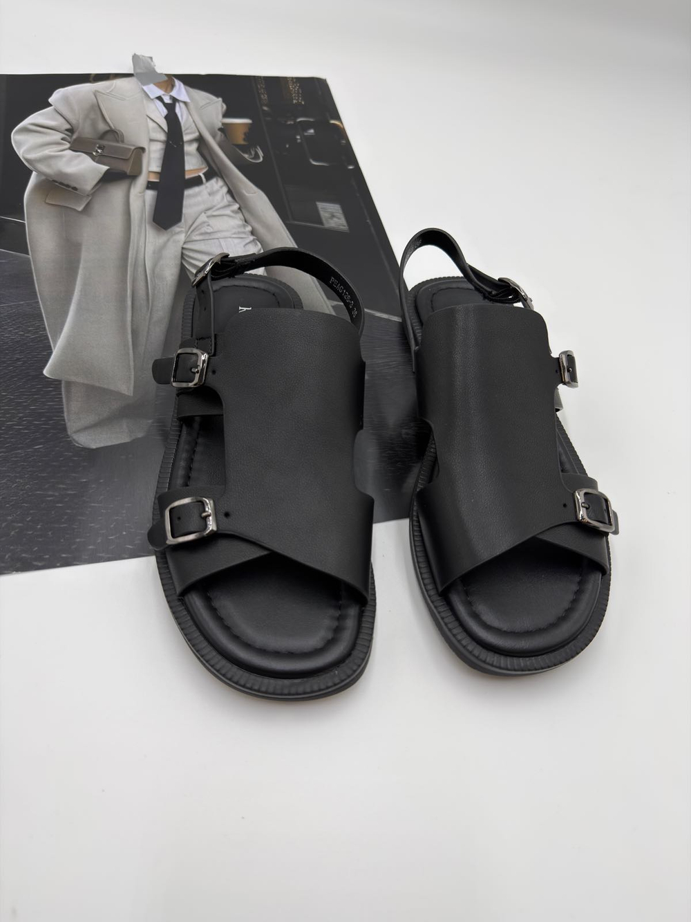 Босоножки женские натуральная кожа арт. PEAG 126-3 цвет "чёрный"