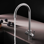 Смеситель для кухни с С-изливом с каналом для питьевой воды, сатин AM.PM X-Joy S F85B07711