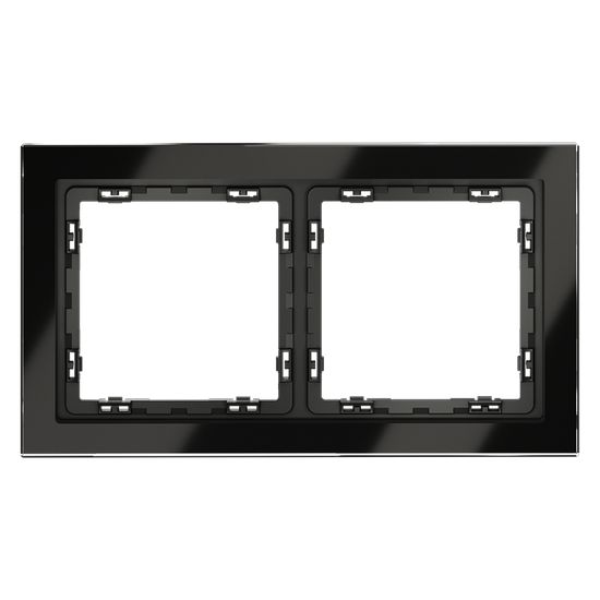 Рамка стеклянная VOLTUM S70 на 2 поста, (черный,стекло)